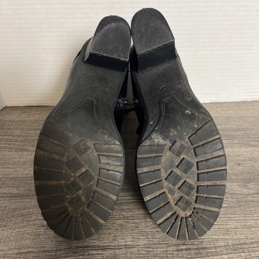 G by Guess Combat Boots 6.5 Black Lace up Zip Biker Heel Ankle Bootie Whimsigoth - Picture 4 of 11